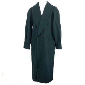 Vintage 90s Liz Baker Wool Coat Size 12P Emerald Green